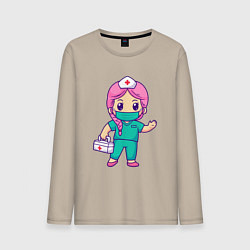 Лонгслив хлопковый мужской Милая медсестричка, цвет: миндальный