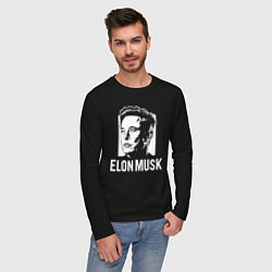 Лонгслив хлопковый мужской Илон Маск в стиле стрит-арт, цвет: черный — фото 2