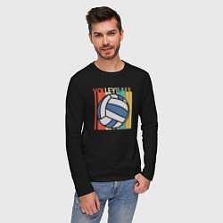 Лонгслив хлопковый мужской Volleyball colors, цвет: черный — фото 2