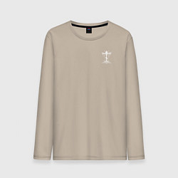 Лонгслив хлопковый мужской Спаси и сохрани белый арт, цвет: миндальный