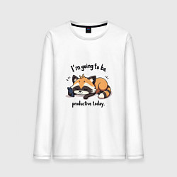 Мужской лонгслив Продуктивный енот с телефоном