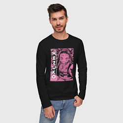 Лонгслив хлопковый мужской Клинок рассекающий демонов Nezuko бой, цвет: черный — фото 2