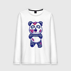Лонгслив хлопковый мужской Зомби панда, цвет: белый