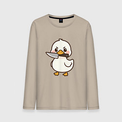 Лонгслив хлопковый мужской Утенок с ножом, цвет: миндальный