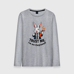 Лонгслив хлопковый мужской Кролик с динамитом - Trust me im an engineer, цвет: меланж
