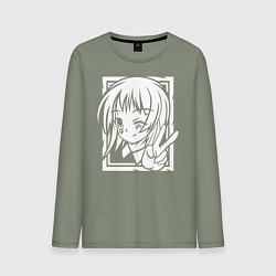 Лонгслив хлопковый мужской Аниме позитив, цвет: авокадо