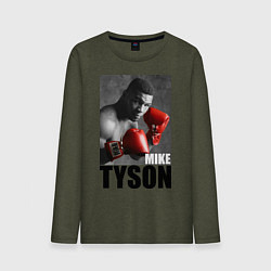 Лонгслив хлопковый мужской Mike Tyson цвета меланж-хаки — фото 1