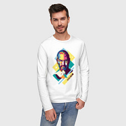 Лонгслив хлопковый мужской Steve Jobs Art цвета белый — фото 2