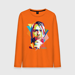 Лонгслив хлопковый мужской Kurt Cobain: Colors цвета оранжевый — фото 1