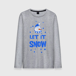 Лонгслив хлопковый мужской Снеговик Let it snow, цвет: меланж