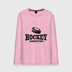Лонгслив хлопковый мужской Hockey addicted цвета светло-розовый — фото 1