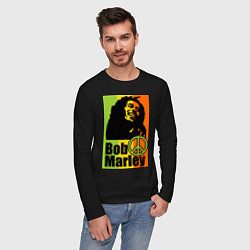 Лонгслив хлопковый мужской Bob Marley: Jamaica цвета черный — фото 2