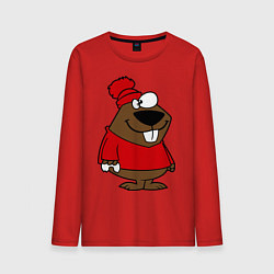 Лонгслив хлопковый мужской Бобер, цвет: красный