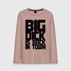 Лонгслив хлопковый мужской BIG DICK IS BACK IN TOWN, цвет: пыльно-розовый