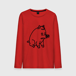 Лонгслив хлопковый мужской Pig, цвет: красный