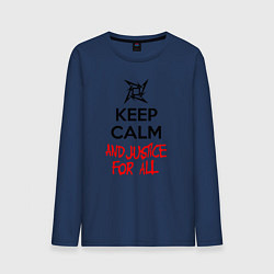 Лонгслив хлопковый мужской Keep Calm & Justice For All, цвет: тёмно-синий