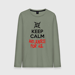 Лонгслив хлопковый мужской Keep Calm & Justice For All, цвет: авокадо