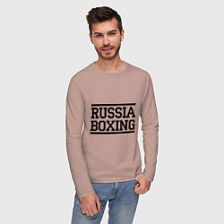 Лонгслив хлопковый мужской Russia boxing, цвет: пыльно-розовый — фото 2