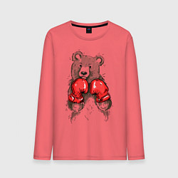 Лонгслив хлопковый мужской Bear Boxing, цвет: коралловый