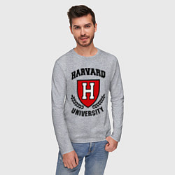 Лонгслив хлопковый мужской Harvard University, цвет: меланж — фото 2