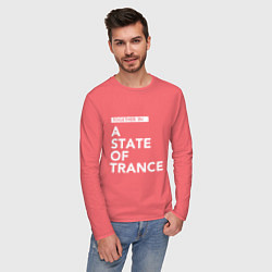 Лонгслив хлопковый мужской Together in A State of Trance, цвет: коралловый — фото 2