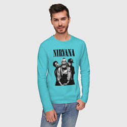 Лонгслив хлопковый мужской Nirvana Group цвета бирюзовый — фото 2