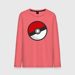 Лонгслив хлопковый мужской Pokeball, цвет: коралловый