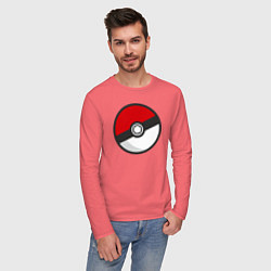 Лонгслив хлопковый мужской Pokeball, цвет: коралловый — фото 2