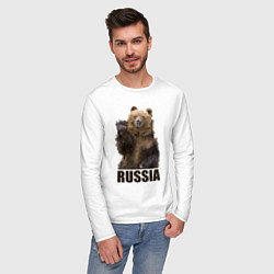 Лонгслив хлопковый мужской Russia: Poly Bear, цвет: белый — фото 2