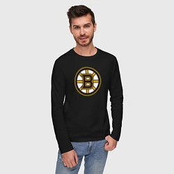 Лонгслив хлопковый мужской Boston Bruins, цвет: черный — фото 2