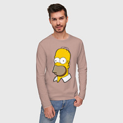 Лонгслив хлопковый мужской Sad Homer, цвет: пыльно-розовый — фото 2