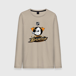 Лонгслив хлопковый мужской NHL: Anaheim Ducks, цвет: миндальный