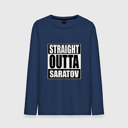 Лонгслив хлопковый мужской Straight Outta Saratov, цвет: тёмно-синий