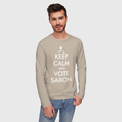 Лонгслив хлопковый мужской Keep Calm & Vote Saxon, цвет: миндальный — фото 2