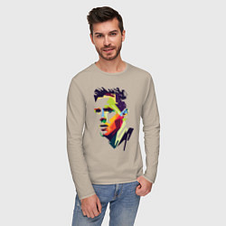 Лонгслив хлопковый мужской Lionel Messi: fun-art, цвет: миндальный — фото 2