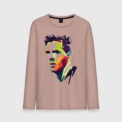 Лонгслив хлопковый мужской Lionel Messi: fun-art, цвет: пыльно-розовый