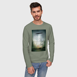 Лонгслив хлопковый мужской X-Files: Aliens, цвет: авокадо — фото 2