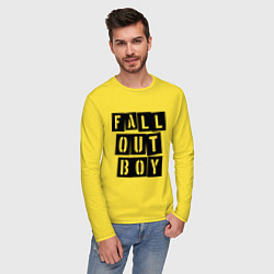 Лонгслив хлопковый мужской Fall Out Boy: Words цвета желтый — фото 2