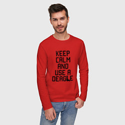 Лонгслив хлопковый мужской Keep Calm & Use a Deagle, цвет: красный — фото 2