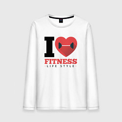 Лонгслив хлопковый мужской I love Fitness, цвет: белый