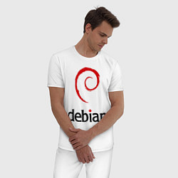 Пижама хлопковая мужская Debian, цвет: белый — фото 2