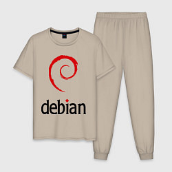 Пижама хлопковая мужская Debian, цвет: миндальный