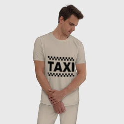 Пижама хлопковая мужская Taxi, цвет: миндальный — фото 2