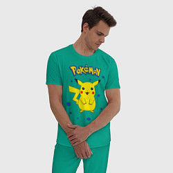 Пижама хлопковая мужская Pokemon, цвет: зеленый — фото 2