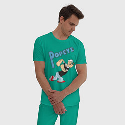 Пижама хлопковая мужская Popeye, цвет: зеленый — фото 2