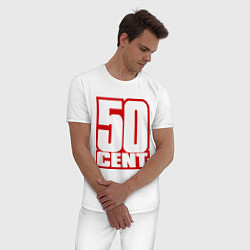 Пижама хлопковая мужская 50 cent, цвет: белый — фото 2