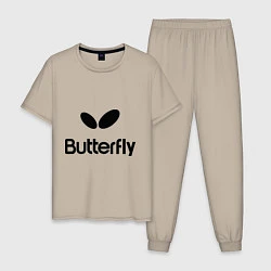 Пижама хлопковая мужская Butterfly Logo, цвет: миндальный
