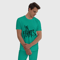 Пижама хлопковая мужская In Flames, цвет: зеленый — фото 2