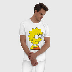 Пижама хлопковая мужская Lisa Simpson, цвет: белый — фото 2