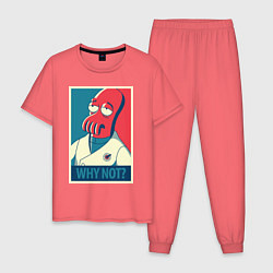 Пижама хлопковая мужская Zoidberg: Why not?, цвет: коралловый